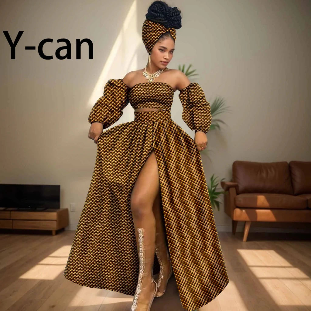 Make a bold and confident statement with this African Print 2-Piece Women’s Outfit, designed to celebrate vibrant culture