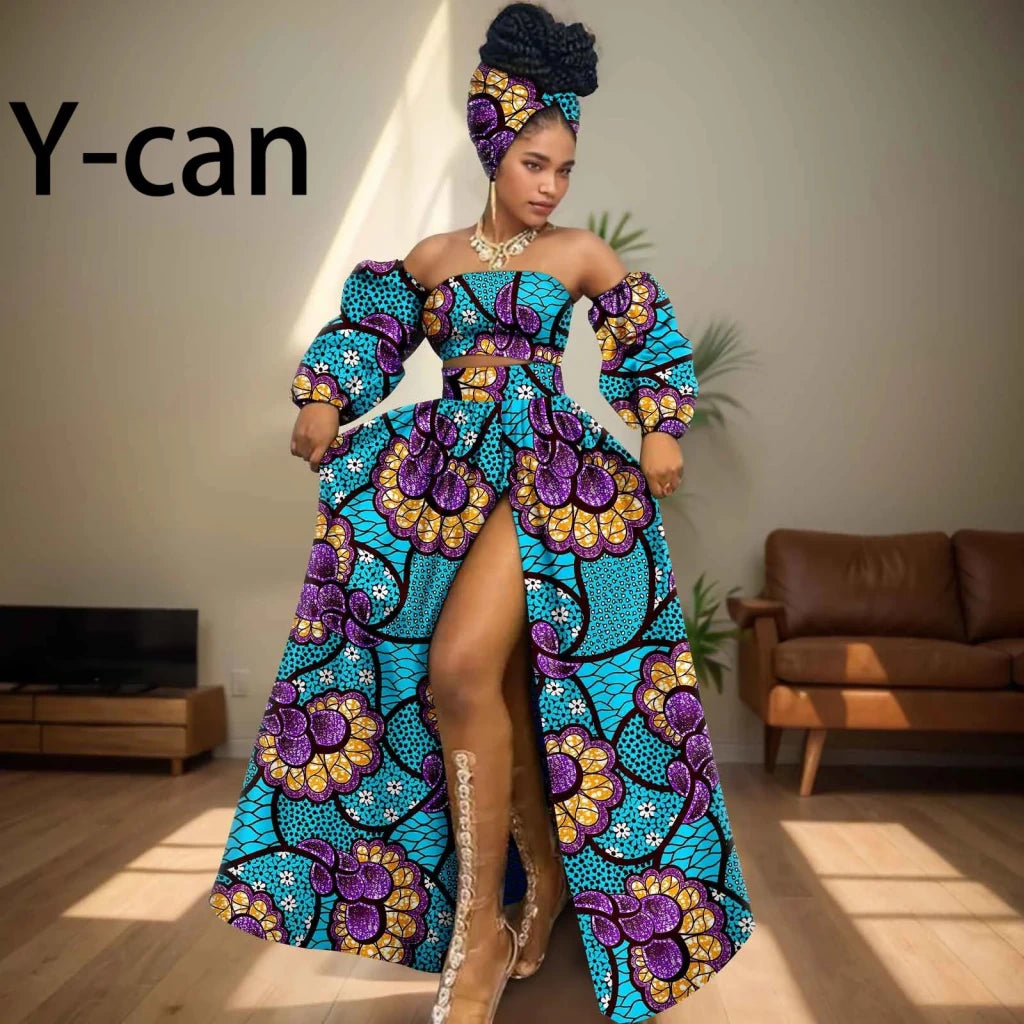 Make a bold and confident statement with this African Print 2-Piece Women’s Outfit, designed to celebrate vibrant culture
