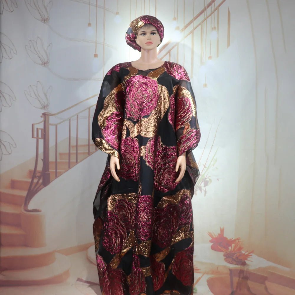 African Women’s 2PC Dress Set with Matching Headscarf – Ethnic Wear - Free Delivery Worldwide only at Flexi Africa