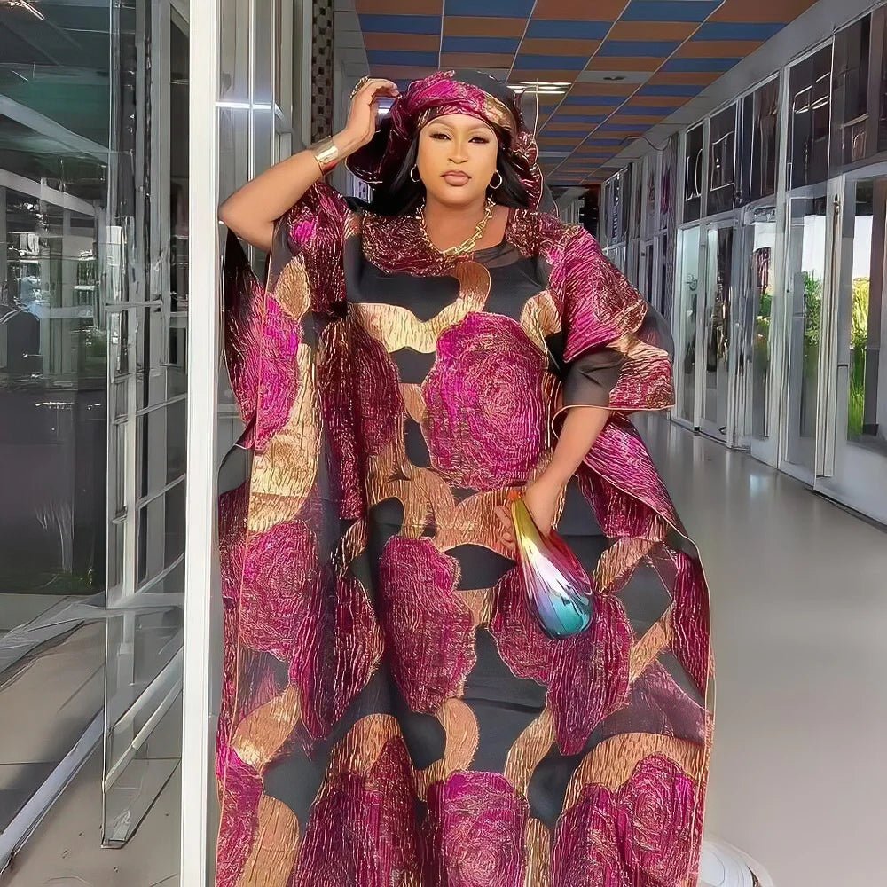 African Women’s 2PC Dress Set with Matching Headscarf – Ethnic Wear - Free Delivery Worldwide only at Flexi Africa