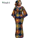 African Women’s Ankara Print 2PC Outfit – Long Sleeve Dashiki Top & Skirt Set with Matching Headwrap - Free Delivery Worldwide only at Flexi Africa