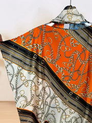 African Women's Elegant Dress - Full - Body Floral Print Loose Fit Maxi Dress with Color Blocking,Party Wear with Scarf - Free Delivery Worldwide only at Flexi Africa