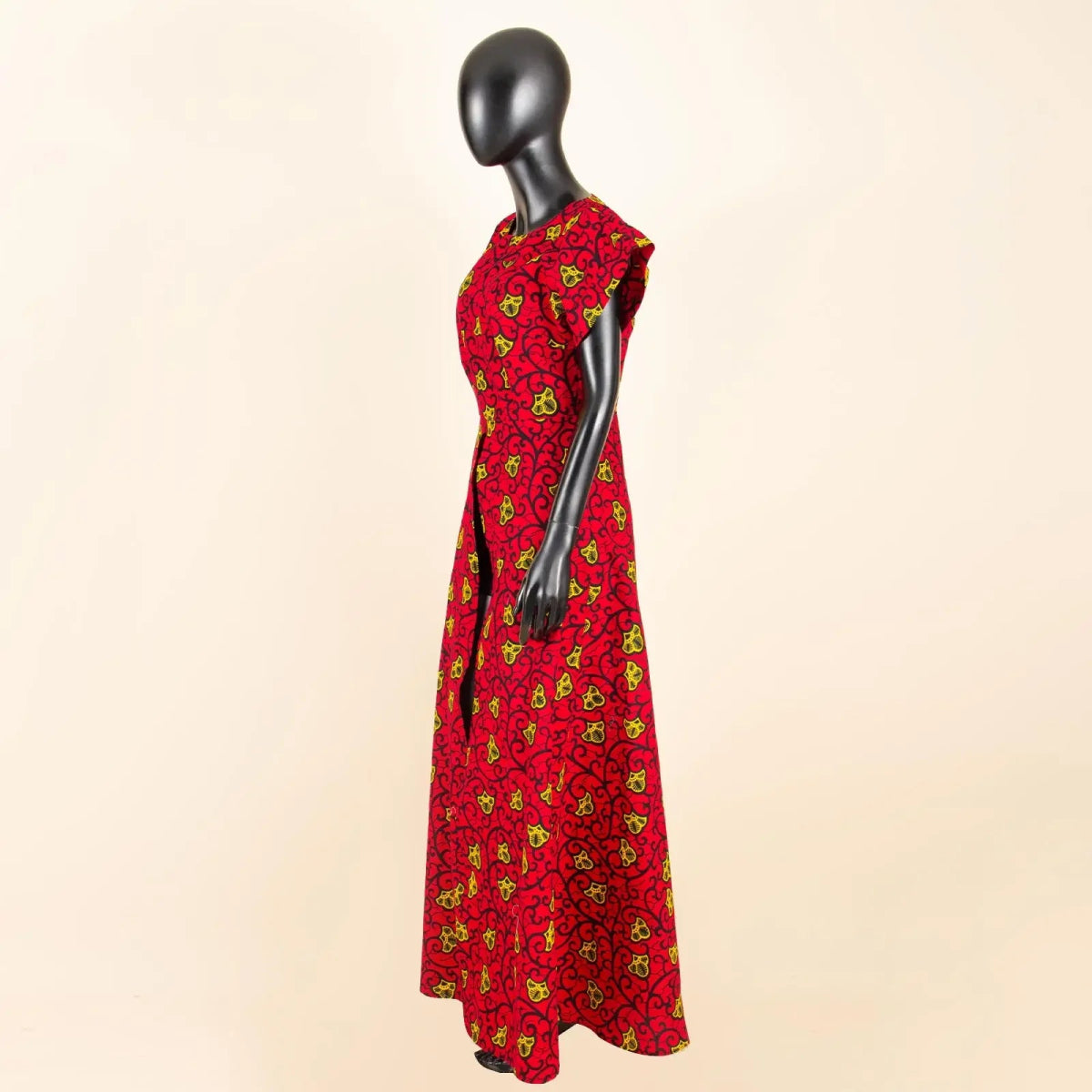 African Women's Long Trench Coat – Short Sleeve Bazin Riche Overcoat - Free Delivery Worldwide only at Flexi Africa