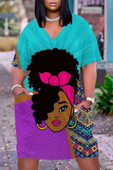 African Women's Short Sleeve Dress - Flexi Africa - Free Delivery Worldwide only at www.flexiafrica.com