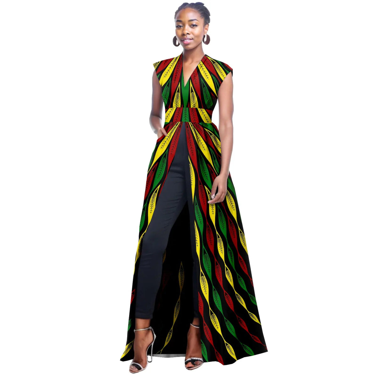 African Women's Sleeveless V - Neck Dress – Bold, Sexy, and Stylish - Free Delivery Worldwide only at Flexi Africa