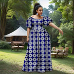 African Women’s Strapless Dress with Bubble Sleeves & Matching Earrings - Free Delivery Worldwide only at Flexi Africa