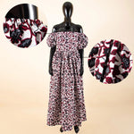 African Women’s Strapless Dress with Bubble Sleeves & Matching Earrings - Free Delivery Worldwide only at Flexi Africa