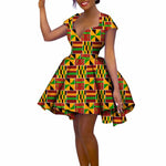 African Women’s Summer Dress – Short Sleeve Ankara Dashiki Print Ball Gown - Free Delivery Worldwide only at Flexi Africa
