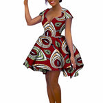 African Women’s Summer Dress – Short Sleeve Ankara Dashiki Print Ball Gown - Free Delivery Worldwide only at Flexi Africa