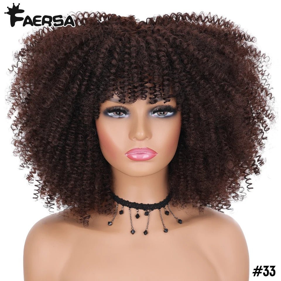 Afro Kinky Curly Wig for Black Women - Short, Synthetic, Blonde, Red, Ombre, Glueless, High - Free Delivery Worldwide