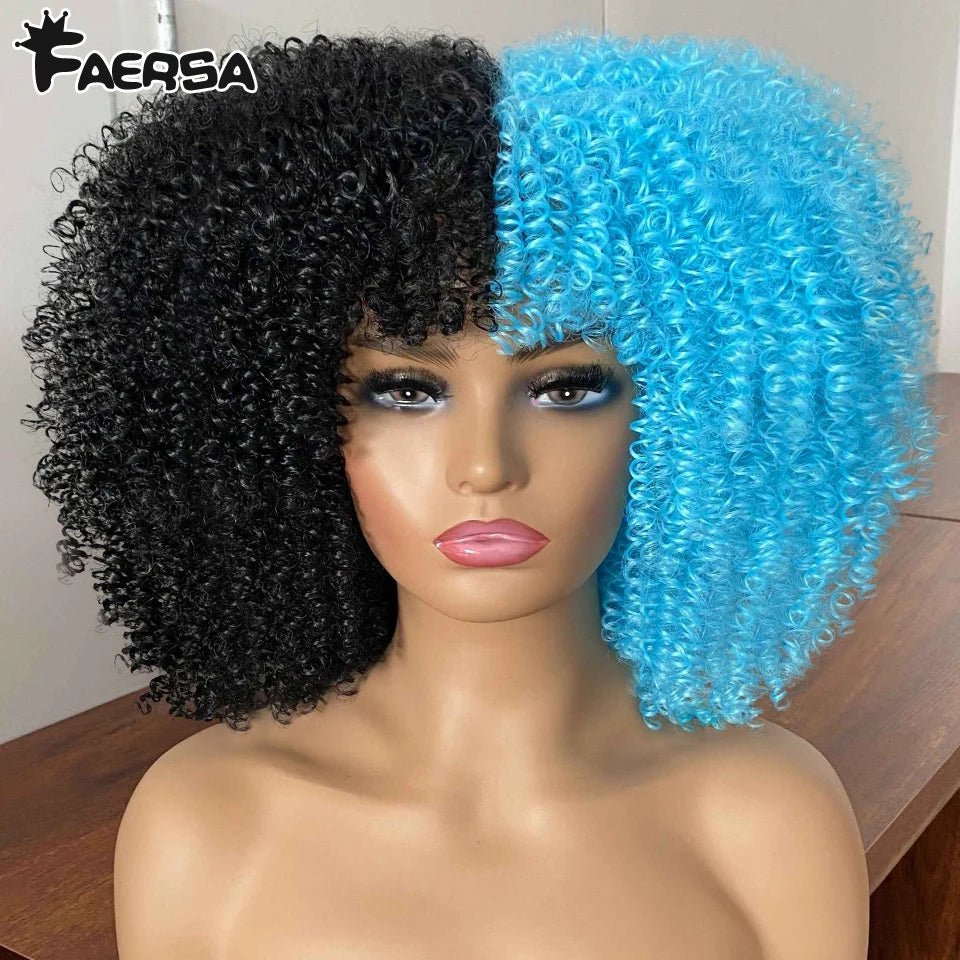 Afro Kinky Curly Wig for Black Women - Short, Synthetic, Blonde, Red, Ombre, Glueless, High - Free Delivery Worldwide