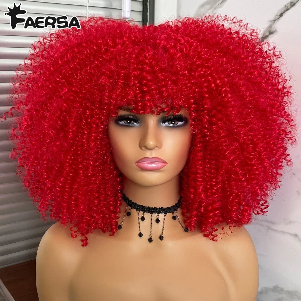 Afro Kinky Curly Wig for Black Women - Short, Synthetic, Blonde, Red, Ombre, Glueless, High - Free Delivery Worldwide