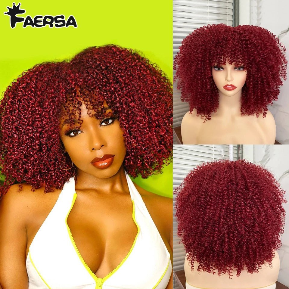 Afro Kinky Curly Wig for Black Women - Short, Synthetic, Blonde, Red, Ombre, Glueless, High - Free Delivery Worldwide