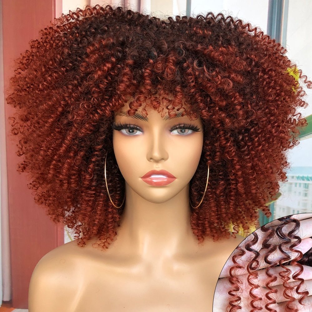 Afro Kinky Wig 14" with Bangs for Black Women - Perfect for Cosplay and Natural Hair Looks - Free Delivery Worldwide only at Flexi Africa