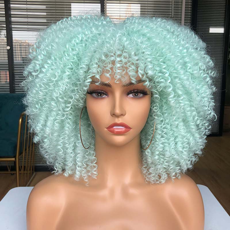 Afro Kinky Wig 14" with Bangs for Black Women - Perfect for Cosplay and Natural Hair Looks - Free Delivery Worldwide