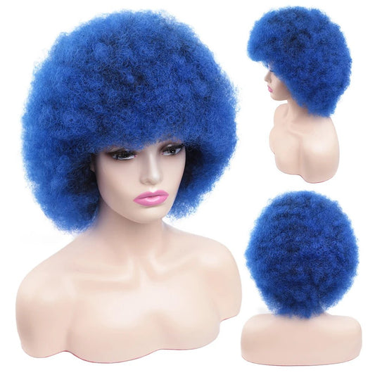 Amir Afro Wig Short Kinky Curly Wig With Bangs Black Natural Ombre Synthetic Hair For Women Party Dance Female Bob Wigs - Free Delivery Worldwide only at Flexi Africa