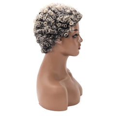 Amir Short Grey Afro Kinky Curly Wig Women Synthetic Hair Wigs With Natural Short Bob Wigs - Free Delivery Worldwide only at Flexi Africa