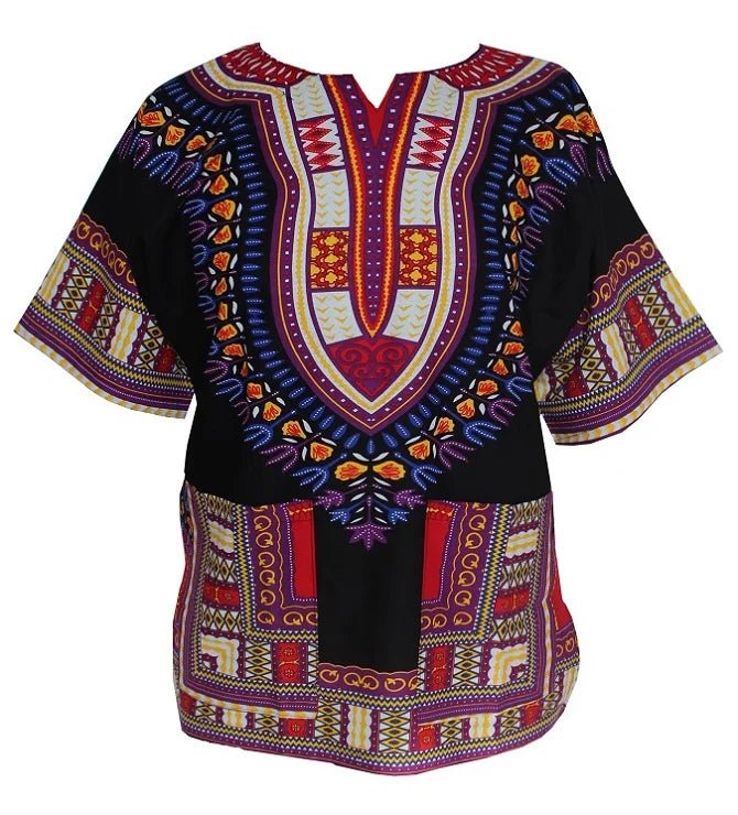 Authentic African Dashiki T-shirt: Traditional Print in 100% Cotton - Flexi Africa - Flexi Africa offers Free Delivery Worldwide - Vibrant African traditional clothing showcasing bold prints and intricate designs