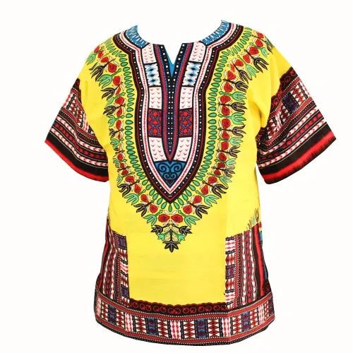 Authentic African Dashiki T-shirt: Traditional Print in 100% Cotton - Flexi Africa - Flexi Africa offers Free Delivery Worldwide - Vibrant African traditional clothing showcasing bold prints and intricate designs