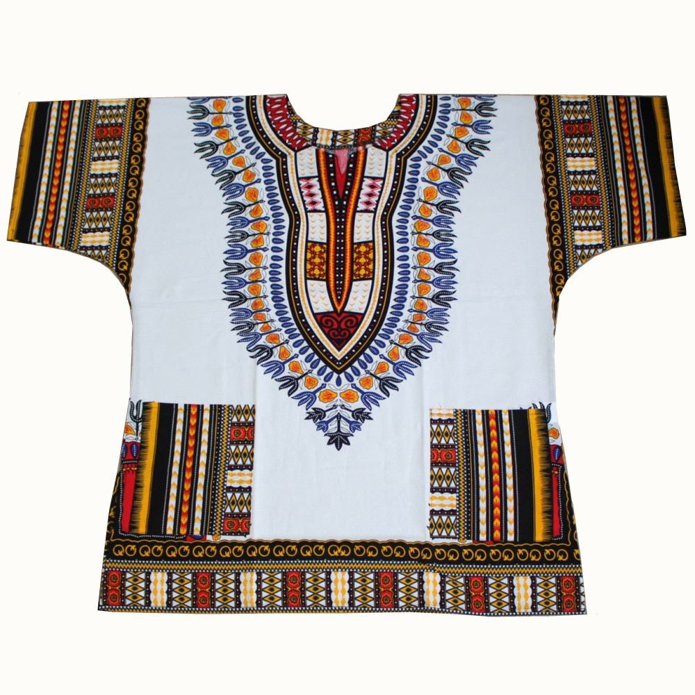 Authentic African Dashiki XXXL T-Shirt: Men's 100% Cotton Traditional Print Shirt for a Bold and Stylish Look - Free Delivery Worldwide only at Flexi Africa