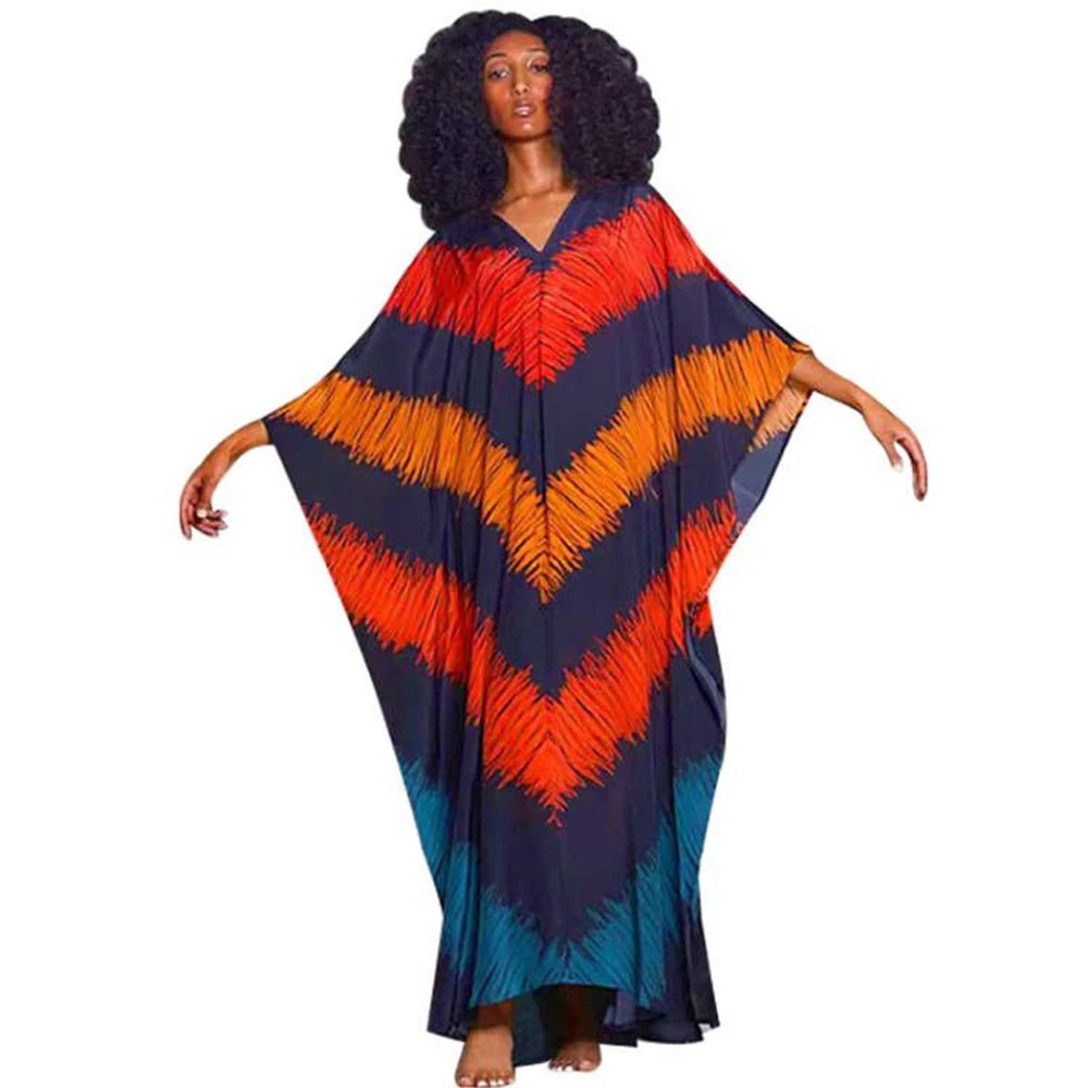 Batwing Sleeve Dashiki African Maxi Dress Loose Fit Robes - Flexi Africa Free Delivery Worldwide only at www.flexiafrica.com