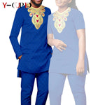 Bazin Riche Couple Outfit – Women’s Jacquard Top & Pants Set with Matching Men’s Kaftan Party Wear - Free Delivery Worldwide only at Flexi Africa