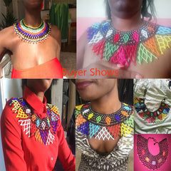 Bohemian Multicolored Beaded Choker: Vibrant Tribal Necklace for Women's Party Wear - Flexi Africa - Flexi Africa offers Free Delivery Worldwide - Vibrant African traditional clothing showcasing bold prints and intricate designs