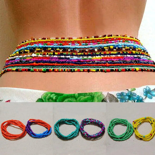 Boho Colorful Beach Bikini Jewelry: Summer Waist Beads Chain for African Belly Beads - Flexi Africa - www.flexiafrica.com