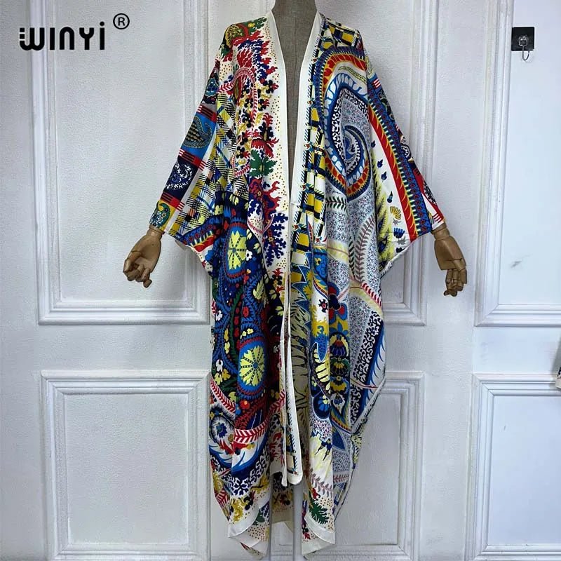 Boho Printed Batwing Sleeve Kimonos & Matching Pants: Summer Fashion 2PC Pant Sets for Women - Flexi Africa - Free Delivery Worldwide only at www.flexiafrica.com