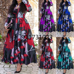 Chic and Elegant: Long African Print Dress for Women - Ankara Dashiki Inspired Boho Robe - Flexi Africa - Flexi Africa offers Free Delivery Worldwide - Vibrant African traditional clothing showcasing bold prints and intricate designs