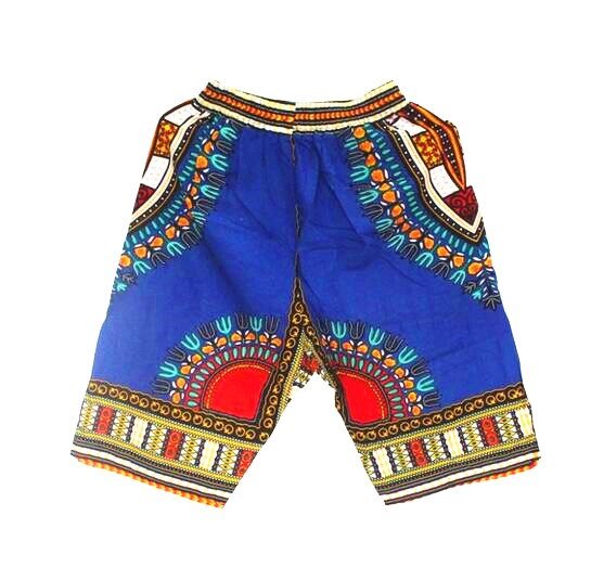 Colorful and Comfy: 100% Cotton African Dashiki Short Pants for Casual and Stylish Wear - Free Delivery Worldwide only