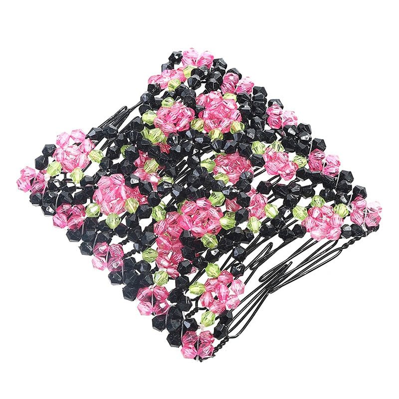 Comb Clip for Women Beaded Flower Barrette Hairpin Elastic Double Combs Clips Hair Accessories - Flexi Africa - Flexi Africa offers Free Delivery Worldwide - Vibrant African traditional clothing showcasing bold prints and intricate designs