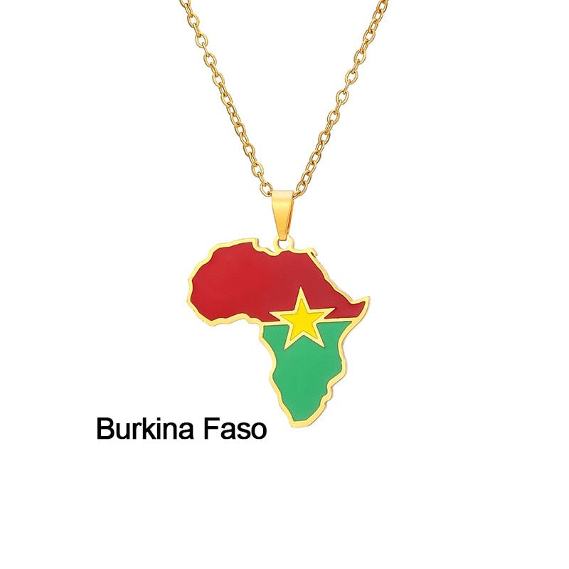 Continent Chic: African Map Geometric Pendant Necklace in Stainless Steel - Flexi Africa - Free Delivery Worldwide