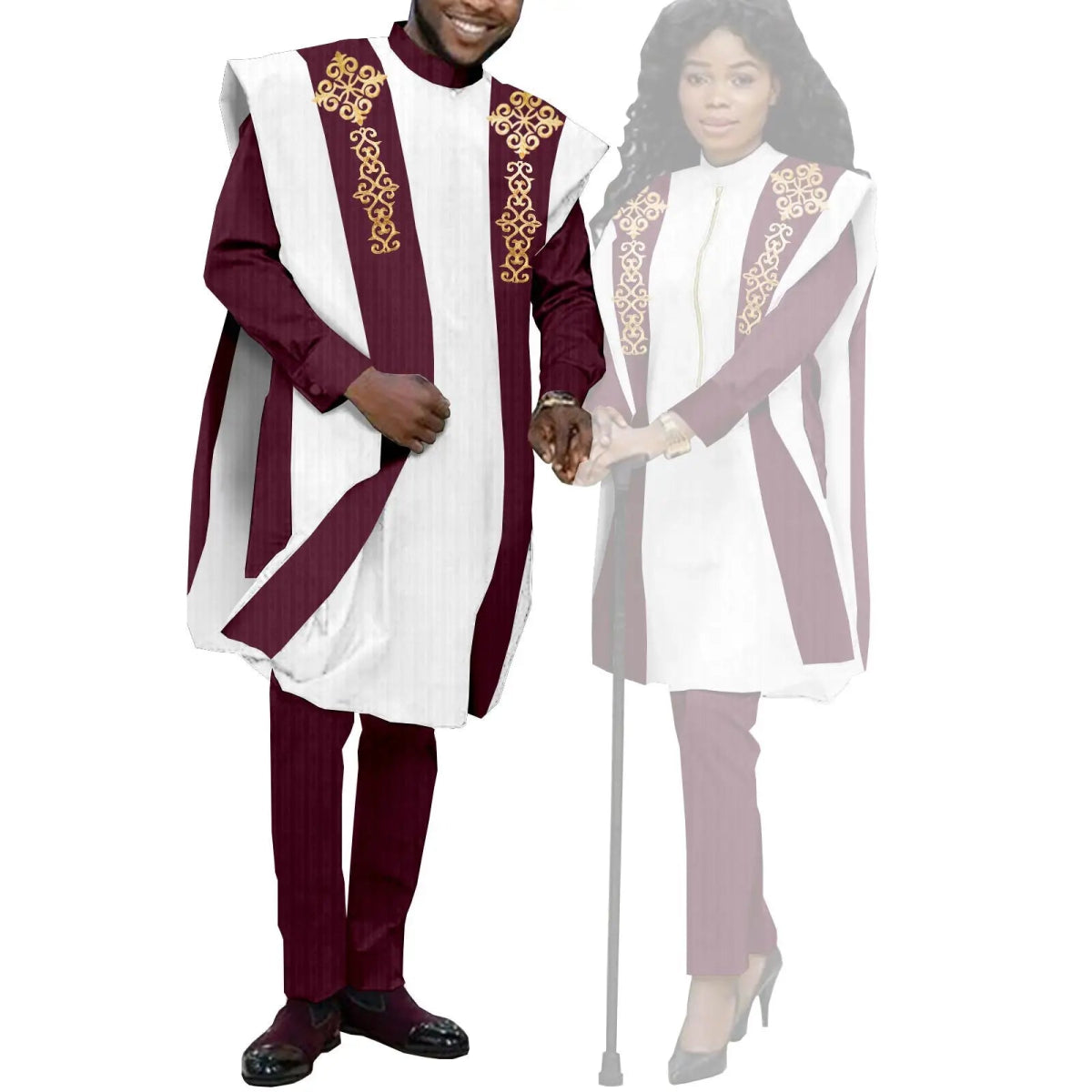 Couples Agbada Set – Men’s Traditional 3PC Suit & Women’s Matching Outfit - Free Delivery Worldwide only at Flexi Africa