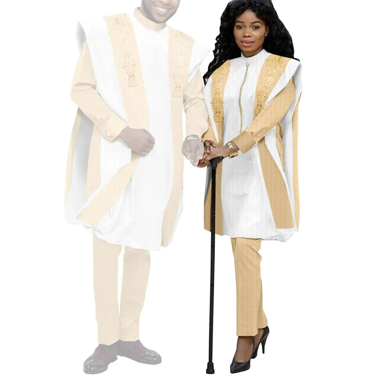 Couples Agbada Set – Men’s Traditional 3PC Suit & Women’s Matching Outfit - Free Delivery Worldwide only at Flexi Africa