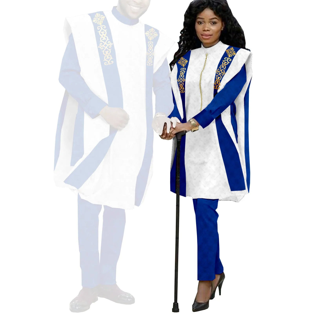 Couples Agbada Set – Men’s Traditional 3PC Suit & Women’s Matching Outfit - Free Delivery Worldwide only at Flexi Africa