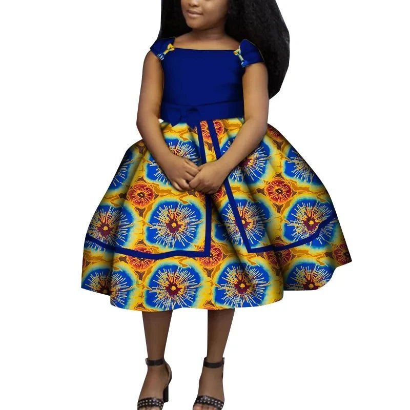 Cute Ankara Girls Dress – Bazin Riche African Print Bow Tie Party Outfit for Kids - Free Delivery Worldwide only at Flexi Africa