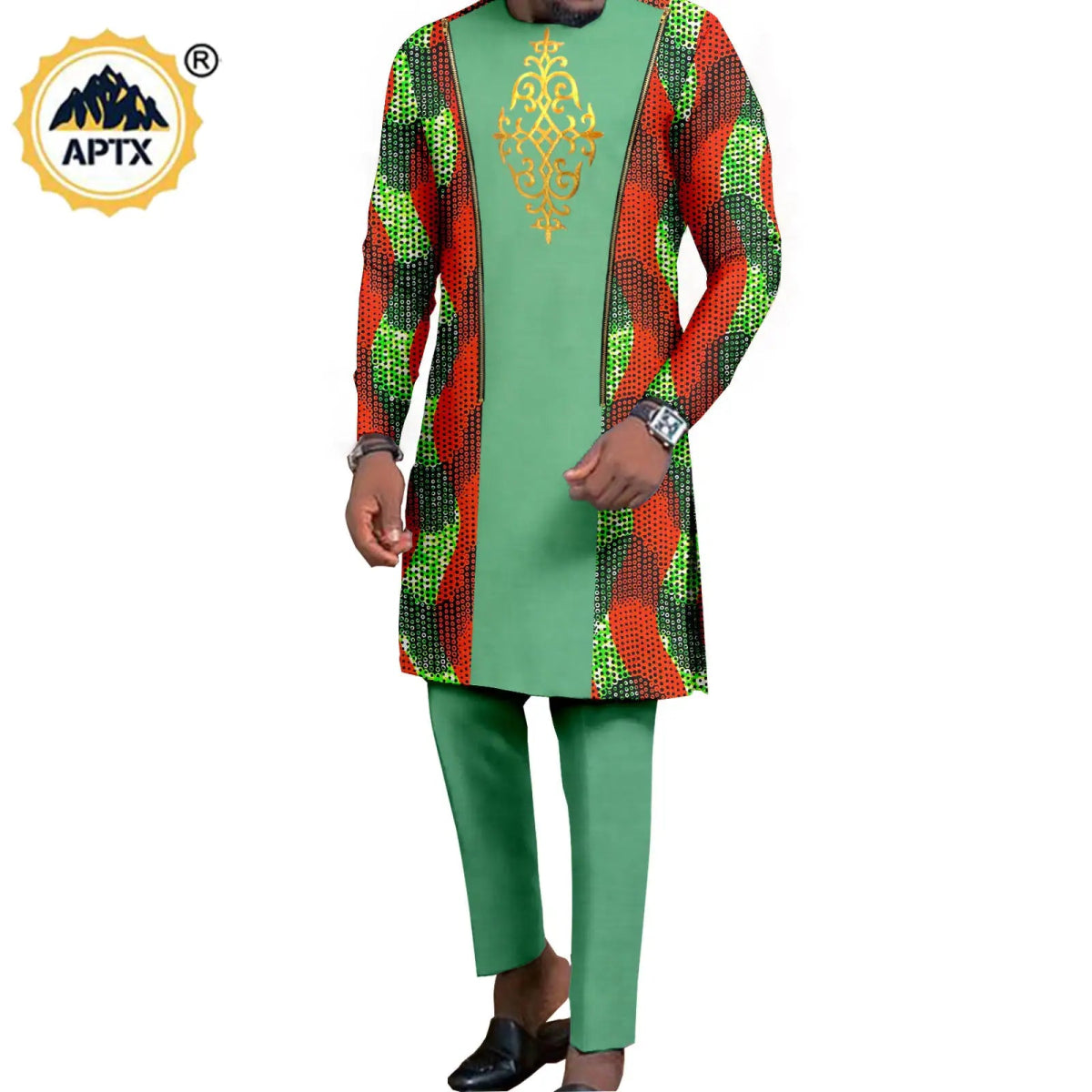 Dashiki African Couple Wedding Set – Women’s Mermaid Dress & Matching Men’s Bazin Riche Shirt and Pants - Free Delivery