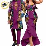 Dashiki African Couple Wedding Set – Women’s Mermaid Dress & Matching Men’s Bazin Riche Shirt and Pants - Free Delivery