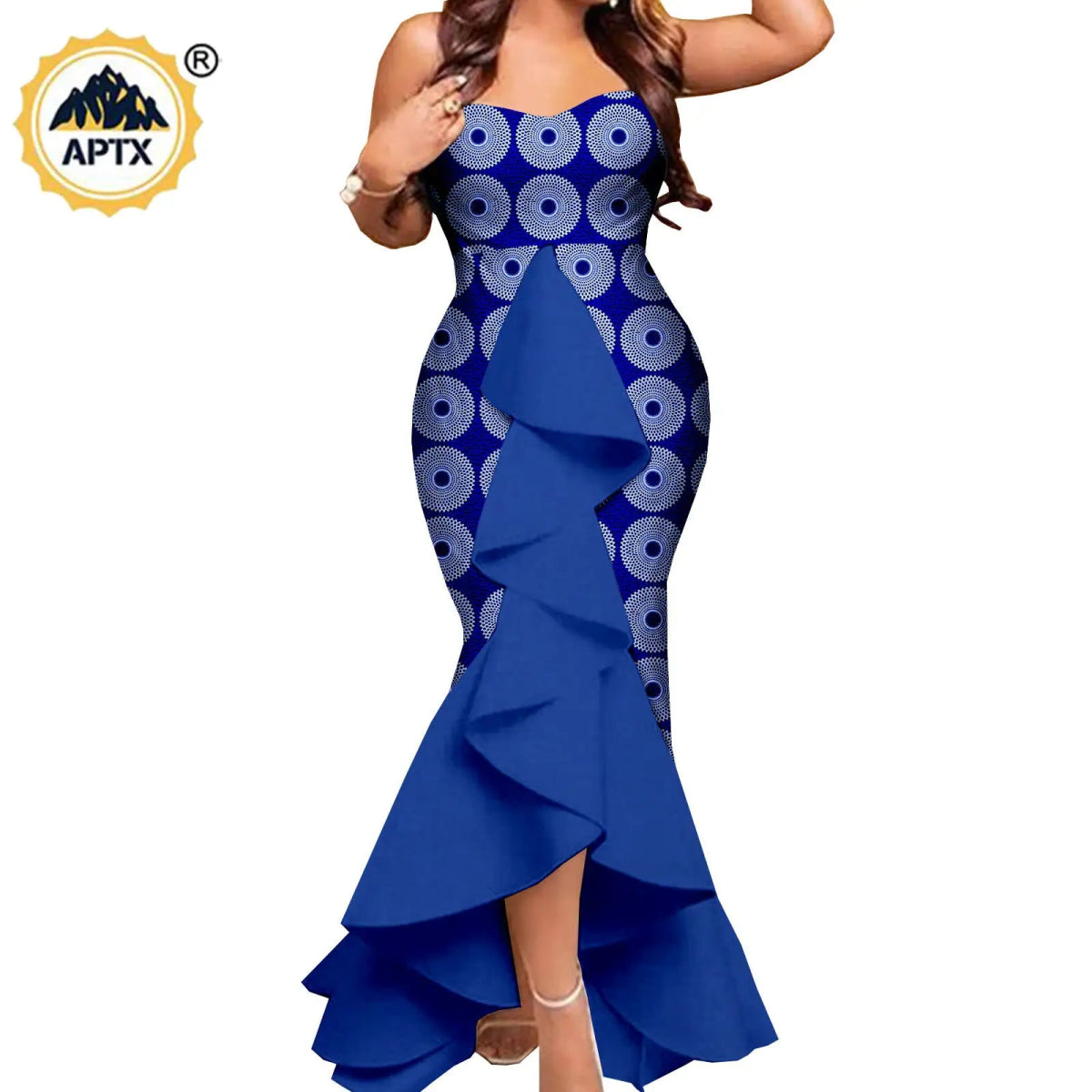 Dashiki African Couple Wedding Set – Women’s Mermaid Dress & Matching Men’s Bazin Riche Shirt and Pants - Free Delivery Worldwide only at Flexi Africa