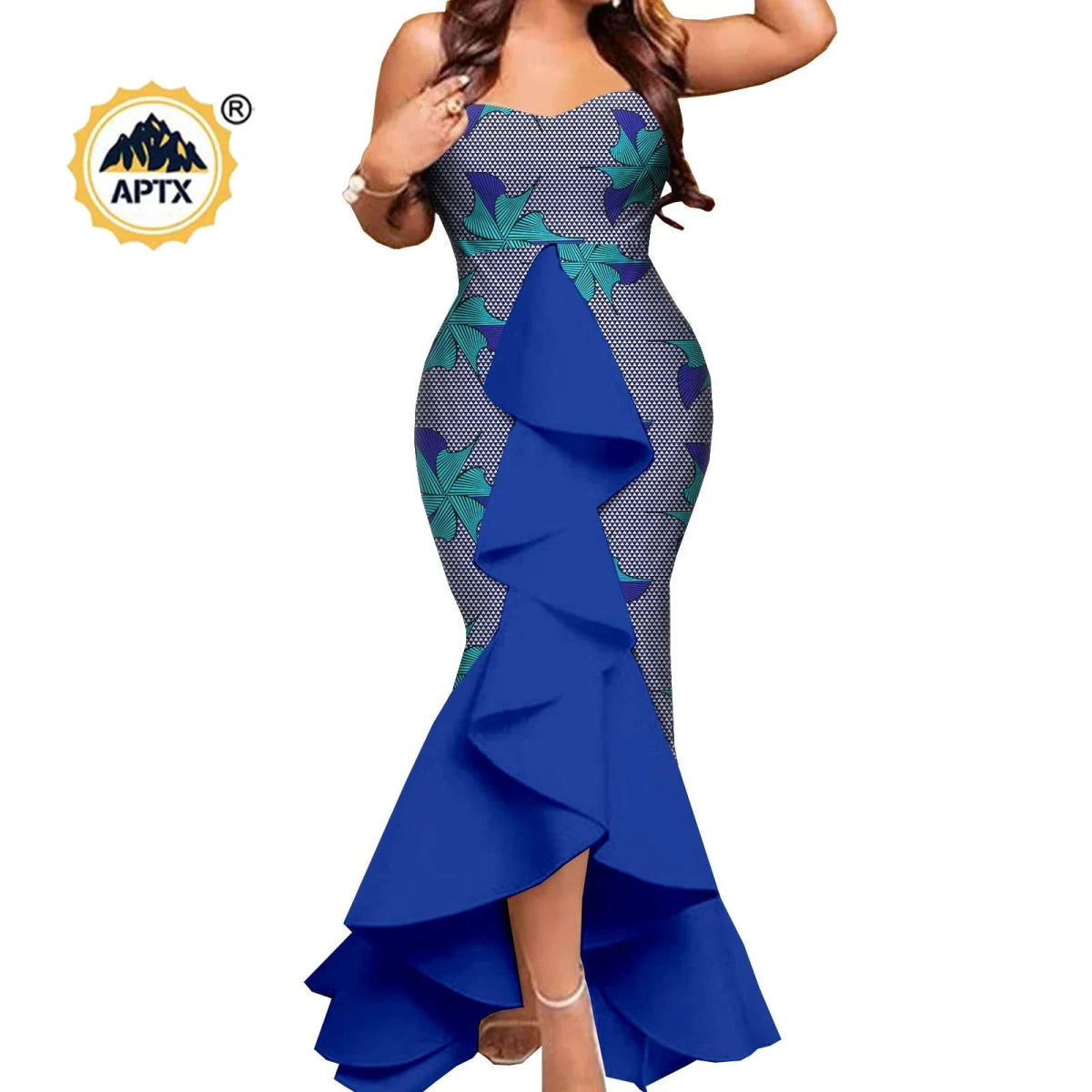 Dashiki African Couple Wedding Set – Women’s Mermaid Dress & Matching Men’s Bazin Riche Shirt and Pants - Free Delivery Worldwide only at Flexi Africa