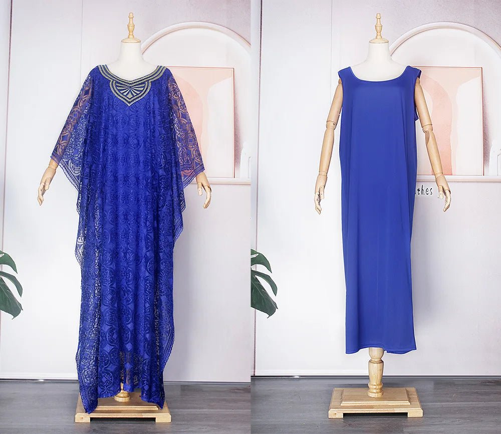 Dashiki African Dresses for Women African Women Long Dress Inner and Headtie African Clothes - Free Delivery Worldwide