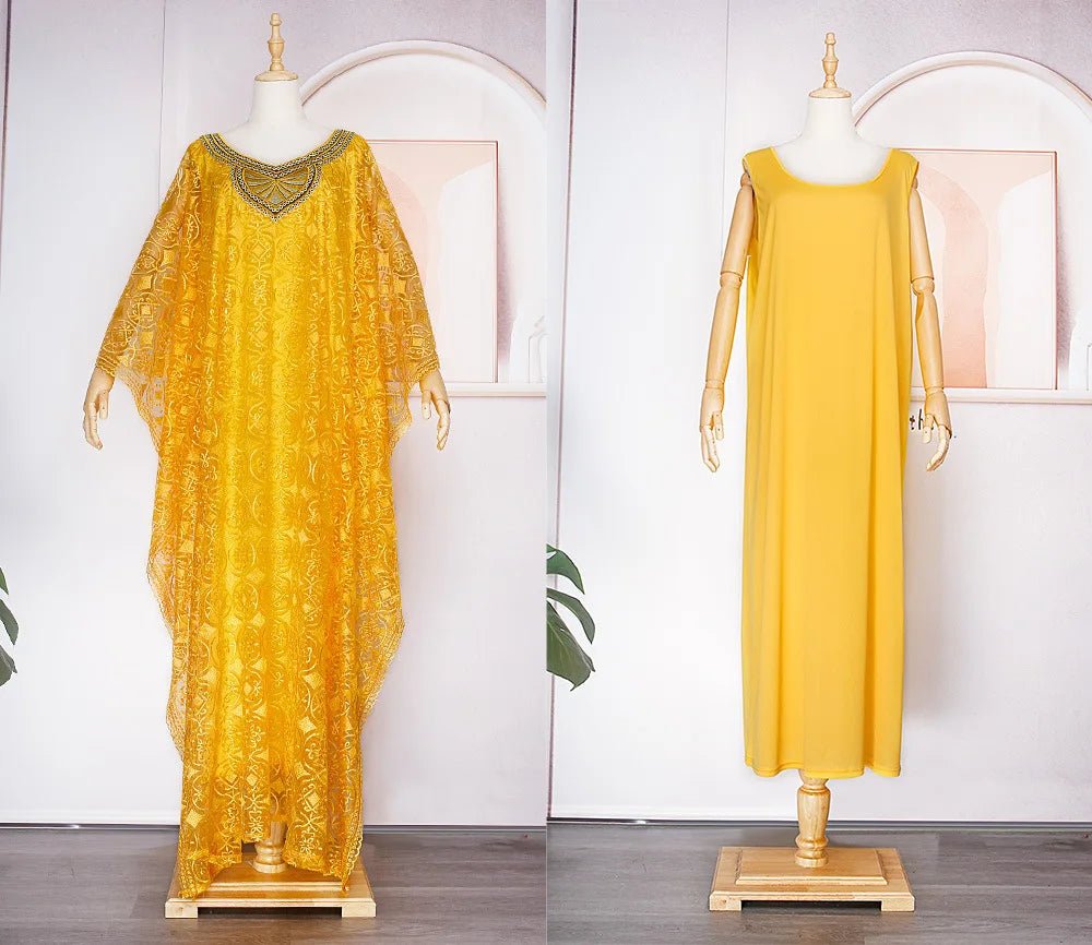 Dashiki African Dresses for Women African Women Long Dress Inner and Headtie African Clothes - Free Delivery Worldwide