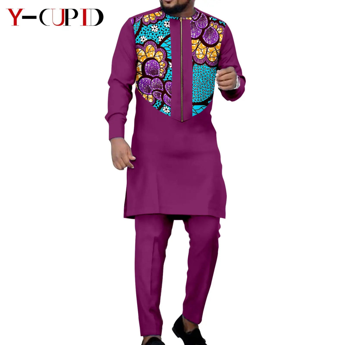 Dashiki Couple Outfit Set – Women’s African Dress with Men’s Bazin Riche Top and Pants for Special Occasions - Free Delivery Worldwide only at Flexi Africa