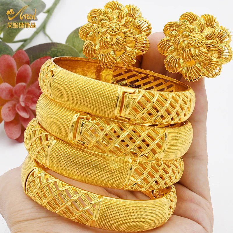 Designer African Bracelet: 24K Gold-Colored Bangles for Women, Luxury Wedding Jewelry - Flexi Africa - Flexi Africa offers Free Delivery Worldwide - Vibrant African traditional clothing showcasing bold prints and intricate designs