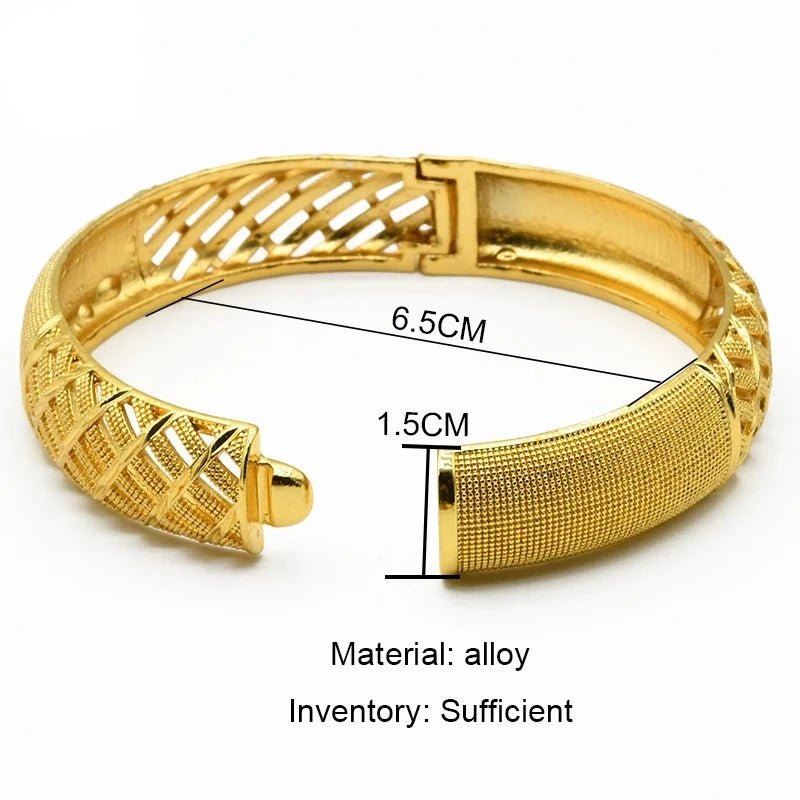 Designer African Bracelet: 24K Gold-Colored Bangles for Women, Luxury Wedding Jewelry - Flexi Africa - www.flexiafrica.com