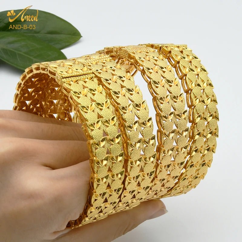 Designer African Bracelet: 24K Gold-Colored Bangles for Women, Luxury Wedding Jewelry - Flexi Africa - Flexi Africa offers Free Delivery Worldwide - Vibrant African traditional clothing showcasing bold prints and intricate designs