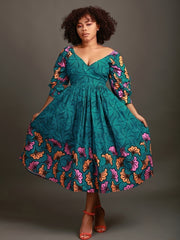 Women’s Plus Size Casual Floral V-Neck Dress – Fitted A-Line, Stretch Polyester, Spring/Fall Wear