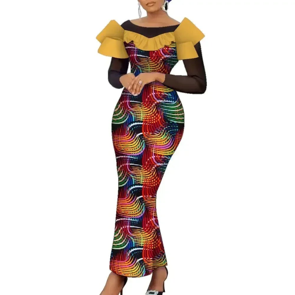 Elegant African Ankara Maxi Dress for Women – Traditional Dashiki Style - Free Delivery Worldwide only at Flexi Africa