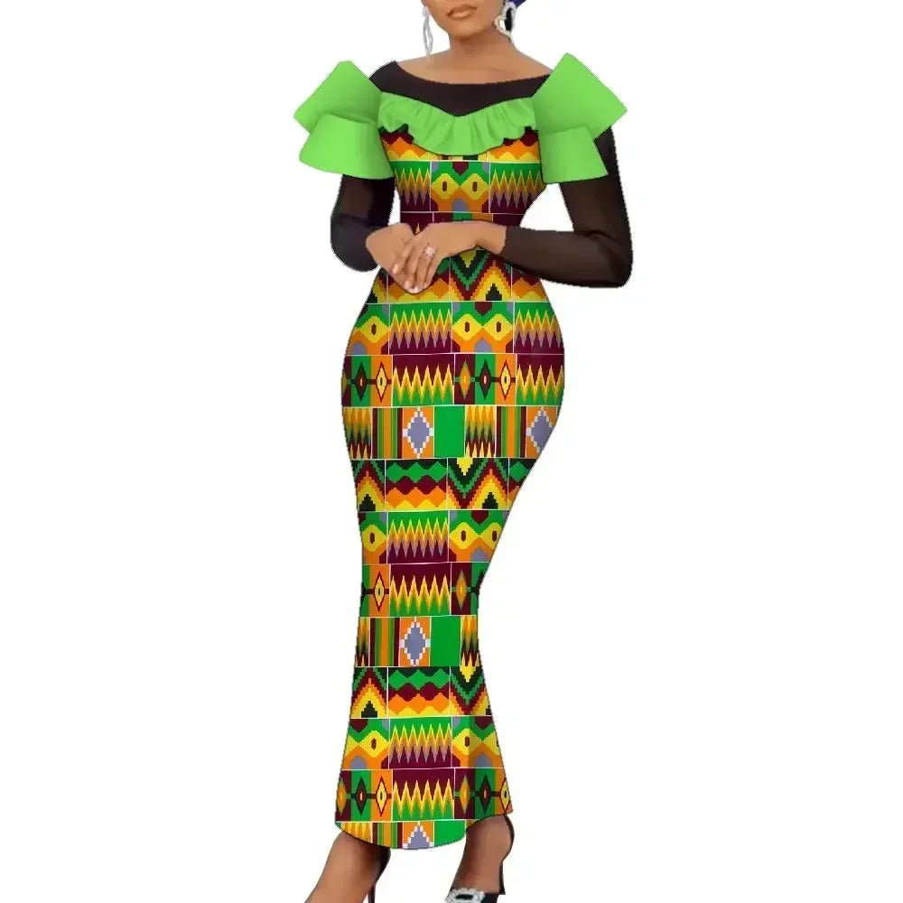 Elegant African Ankara Maxi Dress for Women – Traditional Dashiki Style - Free Delivery Worldwide only at Flexi Africa